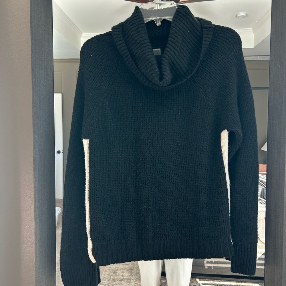 Cole & Grey Black and Cream Cowl Neck Sweater